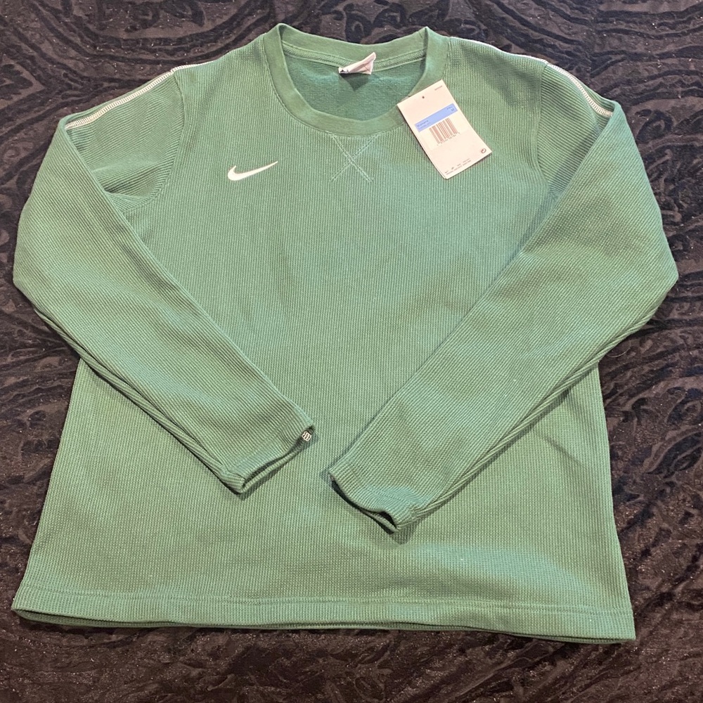 NWT Nike Hunter Green Waffle Crew Neck Top Size Medium